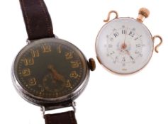 A Swiss stainless steel military wristwatch, n o. 3415398, import mark for London 1916, Swiss