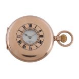 Thomas Russell & Sons, a 9 carat gold keyless wind half hunter pocket watch, no. 8386, hallmarked