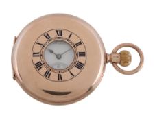 Thomas Russell & Sons, a 9 carat gold keyless wind half hunter pocket watch, no. 8386, hallmarked
