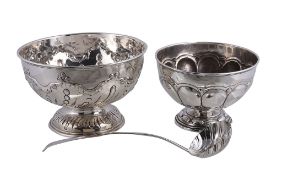 A Victorian silver pedestal rose bowl by James Deakin & Sons, Sheffield 1896, the half lobed and