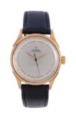Omega, a 14 carat gold wristwatch, no. 10699680, circa 1950, automatic bumper movement, 17 jewels,