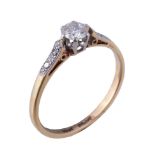 A diamond ring, the brilliant cut diamond, estimated to weigh 0.30 carats, in a claw setting,