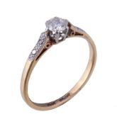 A diamond ring, the brilliant cut diamond, estimated to weigh 0.30 carats, in a claw setting,