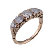 An early 20th century diamond five stone ring, the graduated old brilliant cut diamonds, estimated