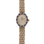 Vicence Le temps de, a 9 carat gold and sapphire bracelet wristwatch, Swiss quartz movement, 3