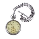 * Rolex, a military nickel keyless wind open face pocket watch,no. B 1299, circa 1940, three quarter