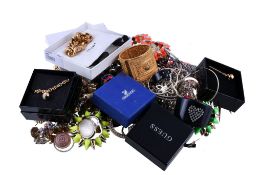 A collection of costume jewellery, to include various clip earrings; bracelets; and necklaces
