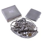 A small collection of silver coloured items, to include a silver mounted square box; a selection of