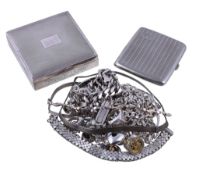 A small collection of silver coloured items, to include a silver mounted square box; a selection of