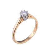 An 18 carat gold diamond ring, the brilliant cut diamond, estimated to weigh 0.35 carats, in a claw