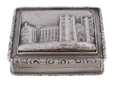 An early Victorian silver castle-top vinaigrette by Francis Clark, Birmingham 1845, the cover with