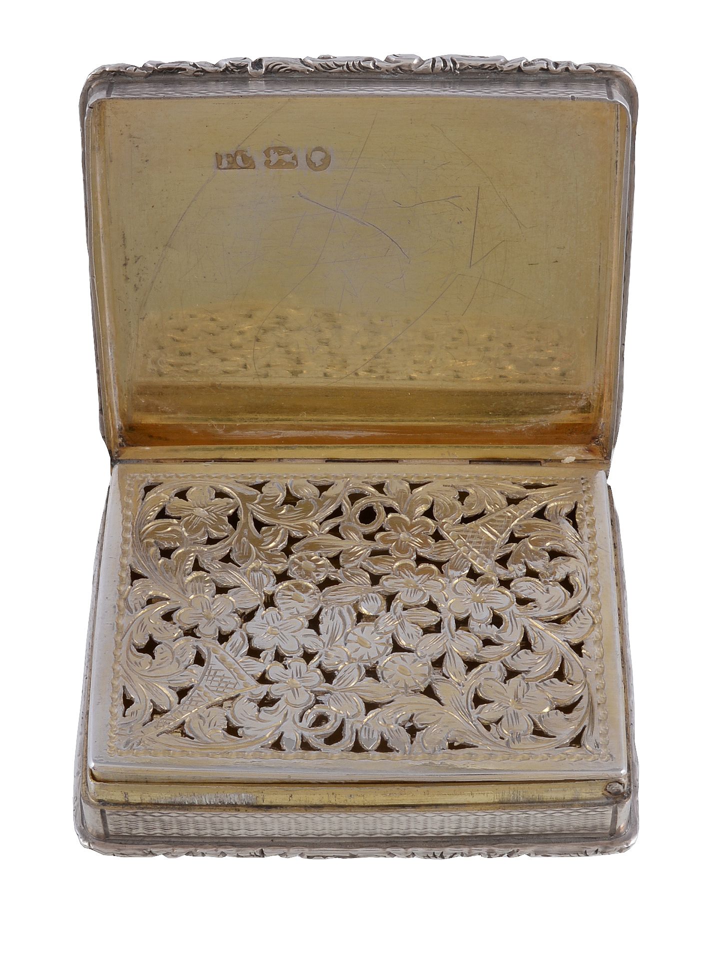 An early Victorian silver castle-top vinaigrette by Francis Clark, Birmingham 1845, the cover with - Image 4 of 4