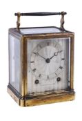 A rare French gilt brass carriage clock with two-plane 'chaffcutter' escapement Paul Garnier,