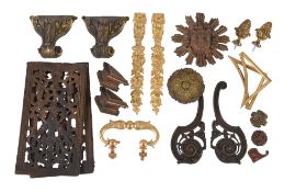 A quantity of clock case mounts Anomynous, 18th century and later Including pair of table clock