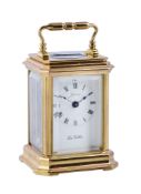 An Italian gilt brass miniature carriage timepiece La Vallee, Como, for Hausmann and Company, late