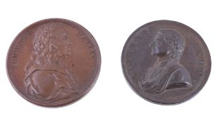 Science and Astronomy, commemorative portrait medals - Edmund Halley and Sir Isaac Newton: The