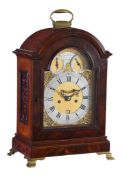 A mahogany table clock with pull quarter repeat on six bells The movement and dial by Christopher
