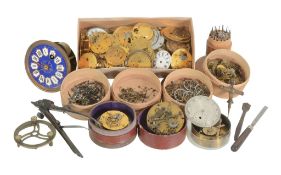 A quantity of mainly English watch parts Various makers, mid 18th century and later Including an
