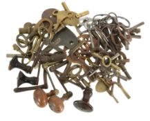 A collection of clock winding keys Anonymous, late 18th century and later Including seven longcase