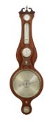 Ω A fine and rare George III mahogany wheel barometer with pendulum timepiece and twelve inch dial