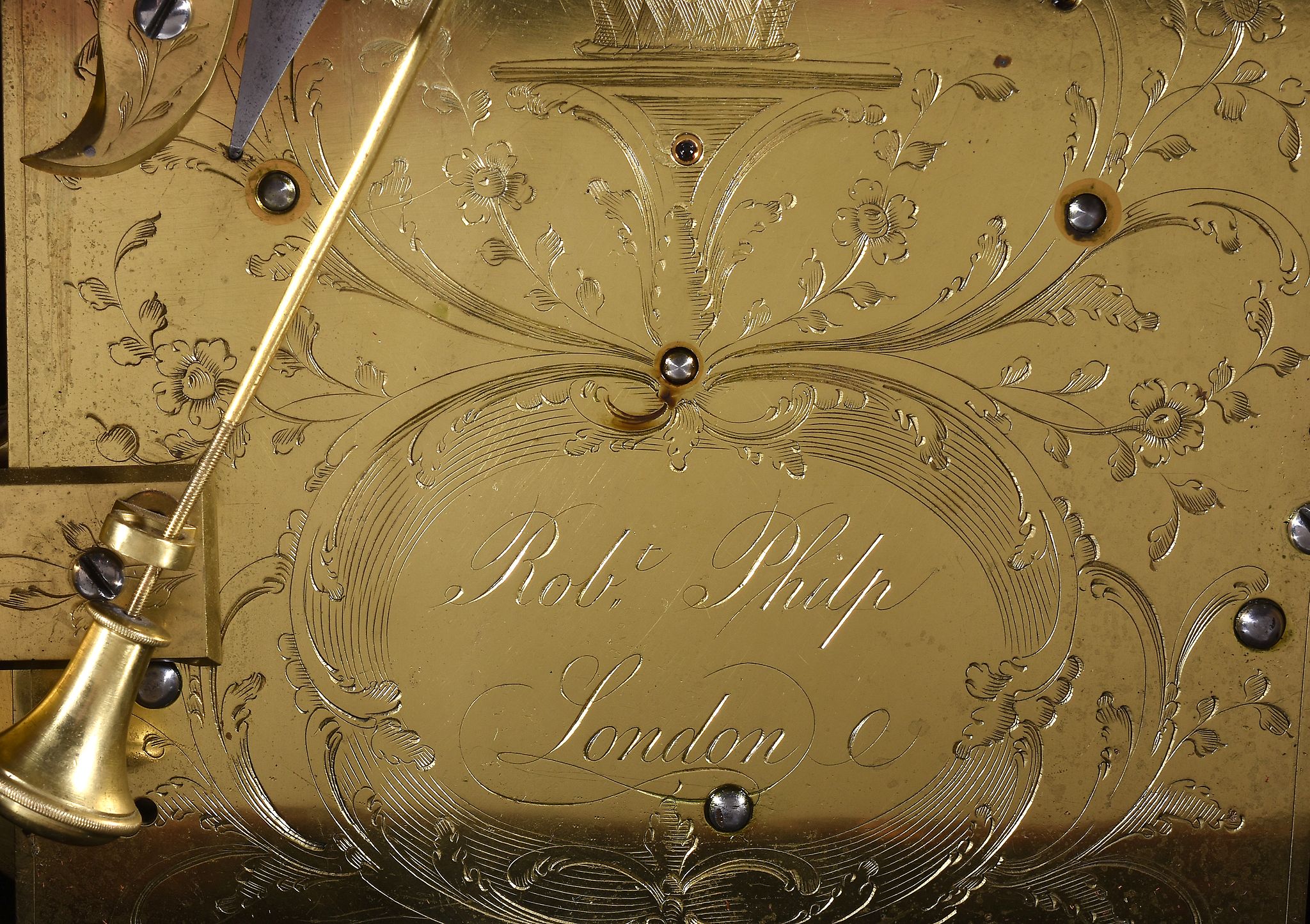 A fine George III gilt brass mounted ebonised quarter-chiming table clock with enamel dials Robert - Image 4 of 4
