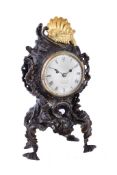 A George IV gilt and patinated bronze rococo style mantel clock Viner and Company, London, circa