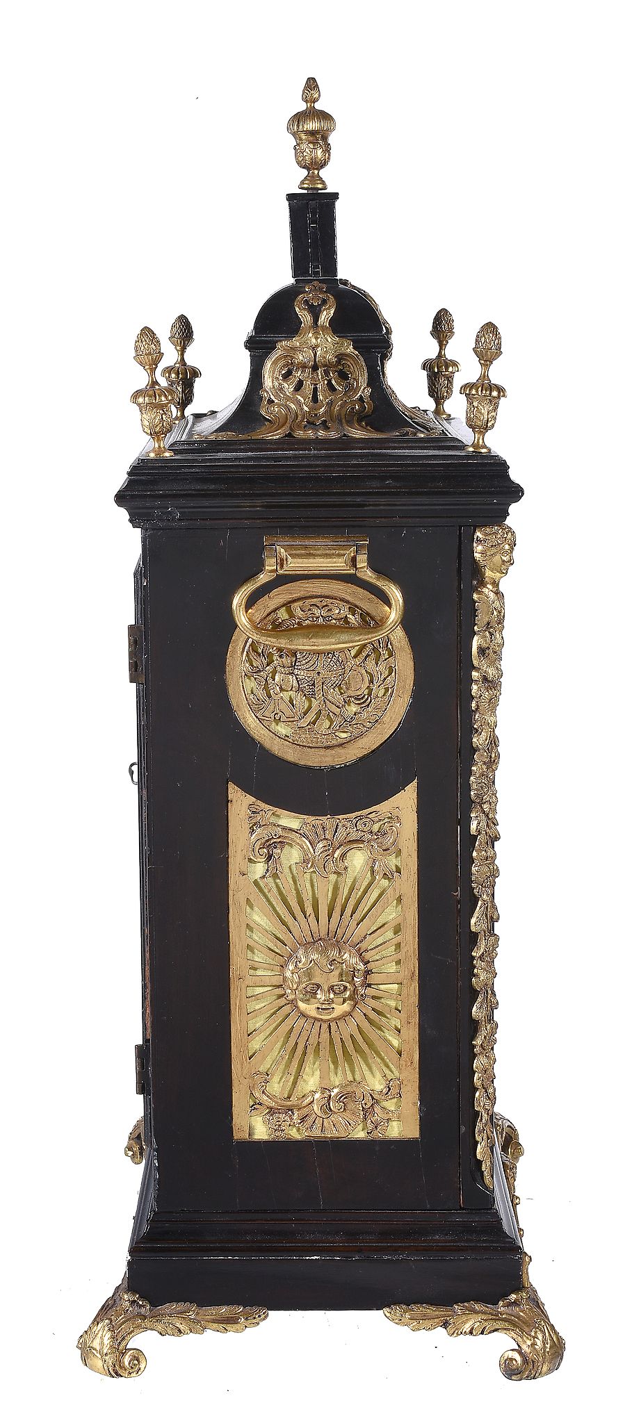 A fine George III gilt brass mounted ebonised quarter-chiming table clock with enamel dials Robert - Image 2 of 4