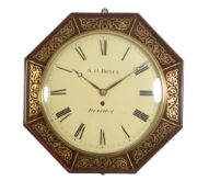 A William IV brass inlaid mahogany octagonal fusee dial timepiece The dial signed for S.H. Boyce,