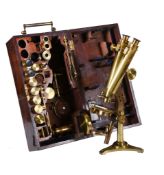 A Victorian lacquered brass binocular compound microscope Smith and Beck, London, mid 19th century