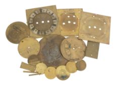 Three early table clock dial plates Various makers, late 17th century The first 6.75 ins square