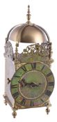 A Victorian gilt brass quarter striking lantern clock The dial bearing spurious signature for