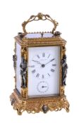 A fine French gilt brass petit-sonnerie striking carriage clock with push-button repeat and