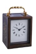 Ω A rare French brass inlaid rosewood carriage clock with two-plane 'chaffcutter' escapement Paul