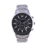 Emporio Armani, ref. AR-2434, a stainless steel bracelet wristwatch, no. 111209, chronograph