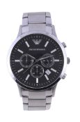 Emporio Armani, ref. AR-2434, a stainless steel bracelet wristwatch, no. 111209, chronograph