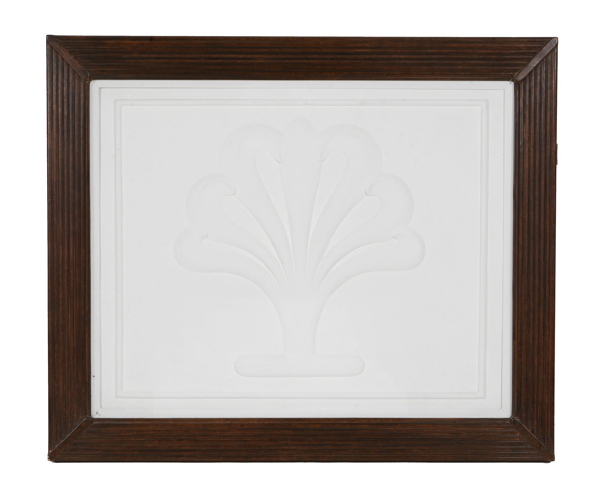 Louisa Kennedy, plaster relief plaque, modelled with an anthemion, 48cm x 60cm, framed