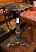 A Victorian black lacquered papier mache occasional table, in the manner of Jennens & Bettridge,