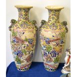 A pair of large Satsuma-style vases, 61cm high