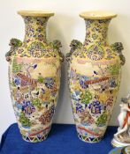 A pair of large Satsuma-style vases, 61cm high