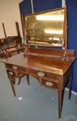 A hardwood dressing table, early 20th century, with mirror upstand, 148cm high, 104cm wide, 52cm