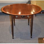 A mahogany and satinwood banded Pembroke table, with single drawer to one end and opposing false