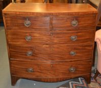 An early 19th century mahogany bowfront chest of drawers , 102cm high