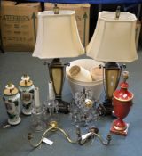 Assorted table lamps and wall lights