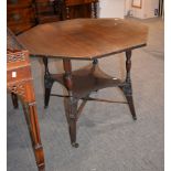 An Aesthetic Movement walnut octagonal occasional table, 70cm high, 89cm x 88cm Provenance: Hall