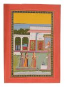 An Indian painting of Female devotees at a Saivite Shrine , probably Amber, Rajasthan, late 18th
