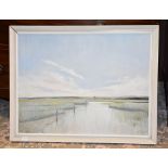 δ E.C. Roderick (British, 20th Century) Morning on Salt Marshes Oil on board Signed lower right 48 x