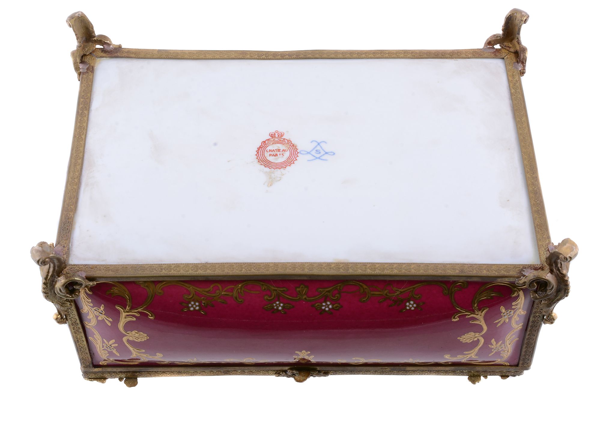 A Continental gilt-metal and glass oval casket, early 20th century, stamped with a frieze of dancing - Image 7 of 11