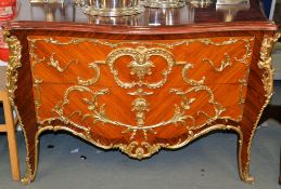 A Continental kingwood veneered and gilt metal mounted commode in Louis XVI taste, of recent