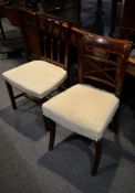 Two side chairs, of varying design, the seats in need of re-covering