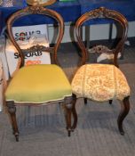 A set of four Victorian dining chairs, and a pair of similar chairs